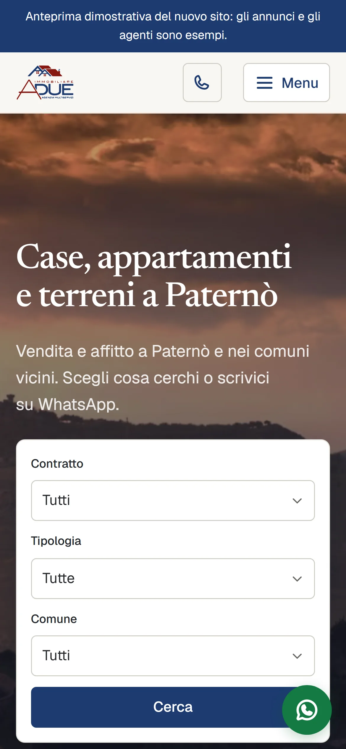 Immobiliare ADUE: versione da telefono