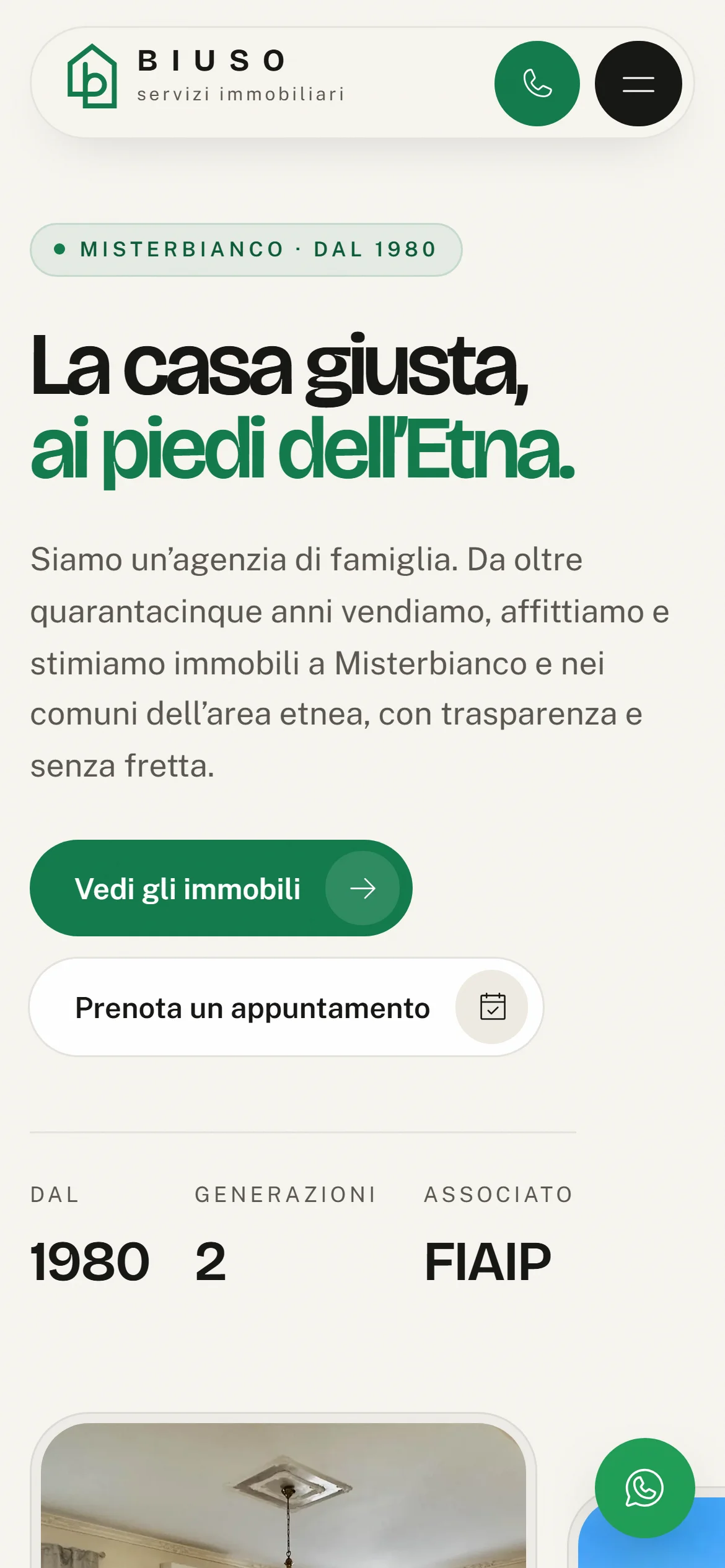 Biuso Immobiliare: versione da telefono